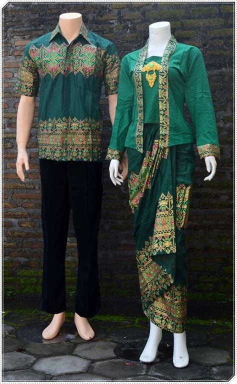 Jual Setelan Kebaya Batik Couple Modern Warna Hijau Baju Batik