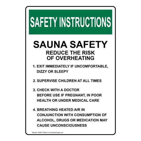 vertical sauna safety reduce  risk sign osha safety instructions