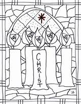 Advent Candle Coloring Sheets Candles Christ Choose Board sketch template