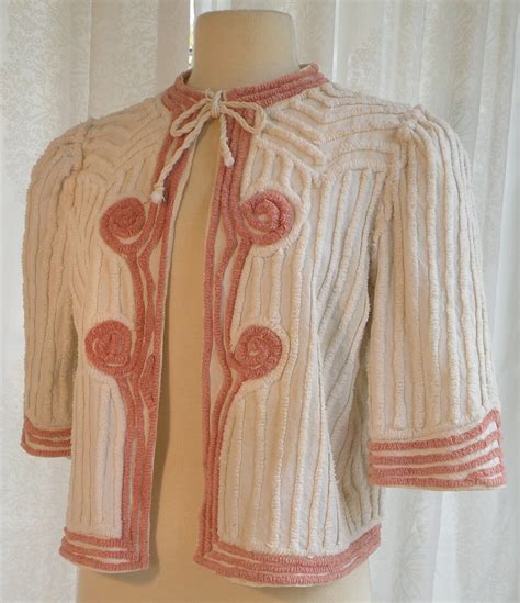 vintage chenille bed jacket   saraschindel  etsy