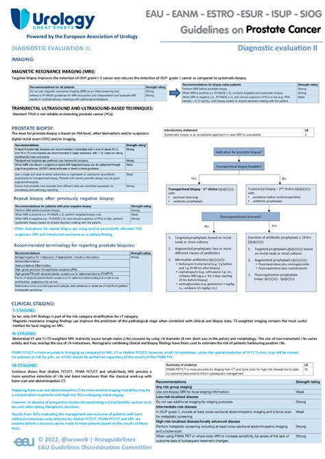 Eau Guidelines On Prostate Cancer Ii Urology Cheatsheets