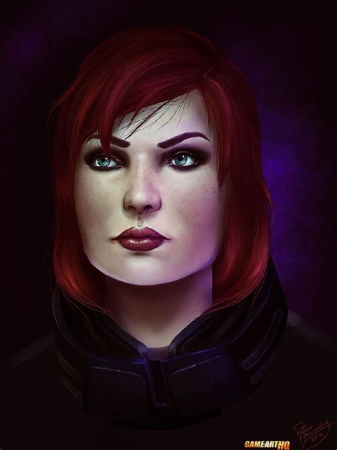 portrait of female commander shepard game art hq