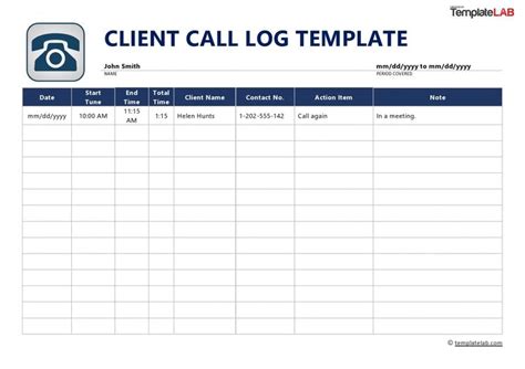 printable call log templates wordexcelpdf templatelab call  log