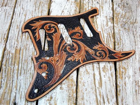 leather pick guard leather stratocaster pickguard carved leather pickguard pickguard