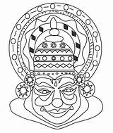 Kathakali Painting Mask Mural Face Indian Kerala Color Outline Drawing Coloring Pencil Paintings Pages Canvas Dress Visit Choose Board sketch template