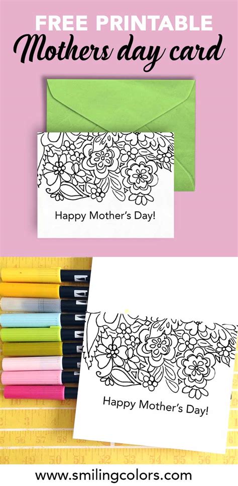 printable mothers day card  color  gift smiling colors