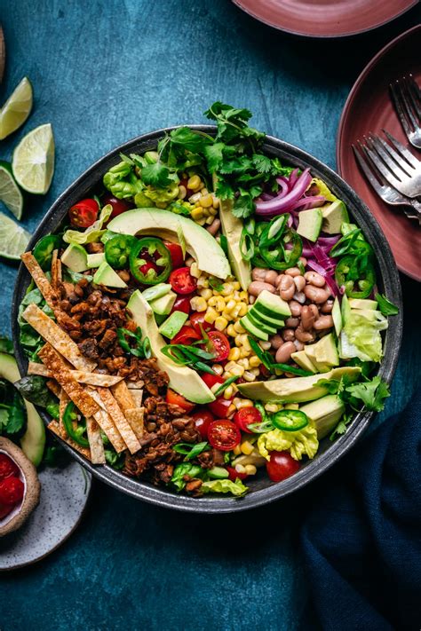 vegan taco salad with lentil walnut taco meat crowded kitchen