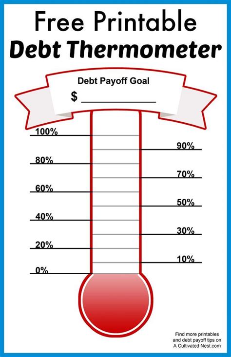 printable debt thermometer debt payoff debt  debt relief