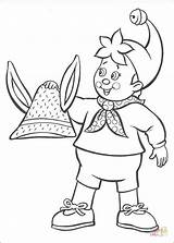 Coloring Noddy Rabbit Holds Hat Pages Umbrella Under Silhouettes sketch template