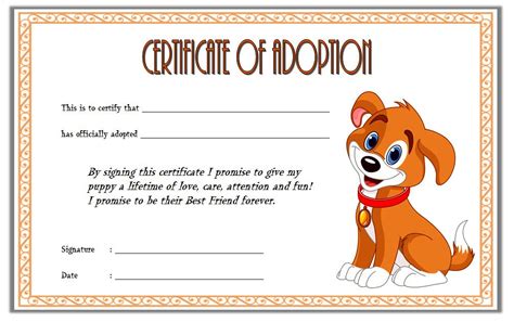 pet adoption certificate editable templates   fresh