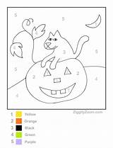 Number Color Pumpkin Halloween Worksheet Printable Worksheets Coloring Numbers Kindergarten Kids Letter Fun Preschool Cat Pages Activity Learning Fall Printables sketch template