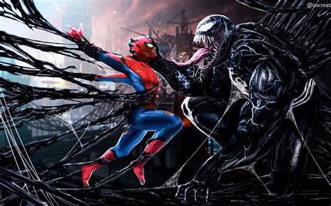 3840x2400 spiderman vs venom digital art 4k hd 4k wallpapers images