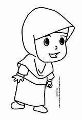 Mewarnai Sketsa Sekolah Muslimah Akhwat Kumpulan Santri Islami Alat Jilbab sketch template