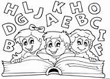 Coloring School Book Pages Alphabet Students Back Printable sketch template