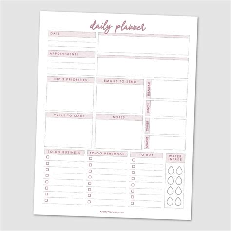 downloadable adhd daily planner template