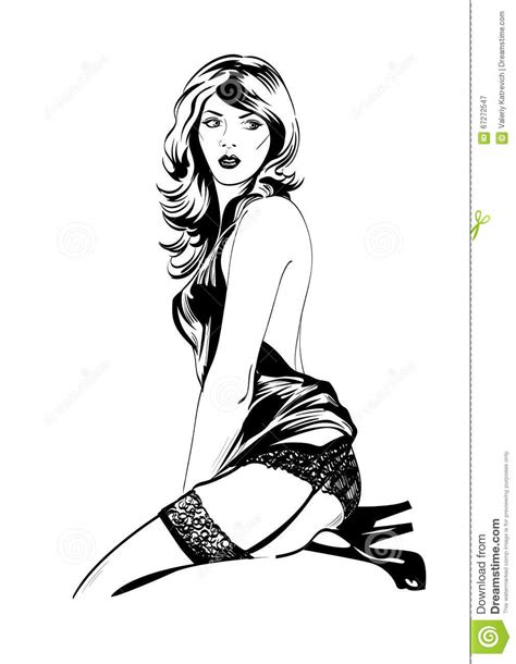 vector fashion illustration of sensual woman in lingerie stock vector