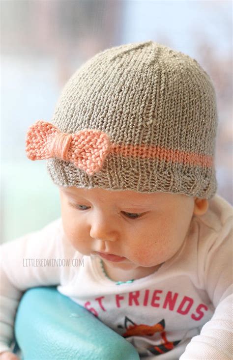 bow baby hat allfreeknittingcom