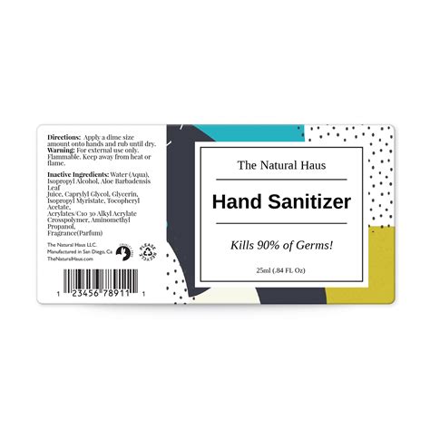 hand sanitizer label template