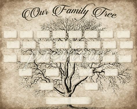 vintage  generation family tree print template instant  printable wall art ancestry
