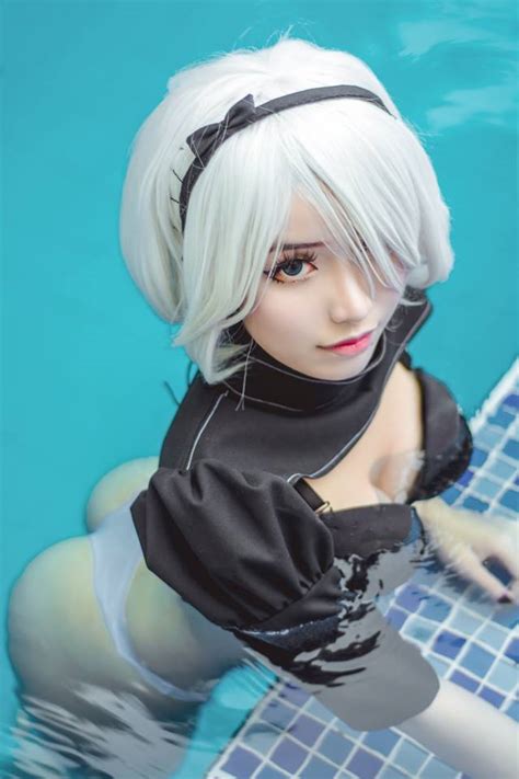 yorha 2b cosplay [nier automata] in the pool by kamikazemonk