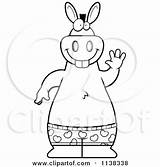Donkey Boxers Outlined Wearing Happy Waving Coloring Clipart Cartoon Thoman Cory Vector Bald Underwear Mad Man sketch template