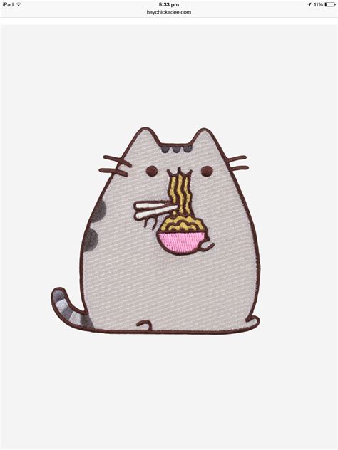 pusheen eating ramen cute patches backpack patches embroidered patches