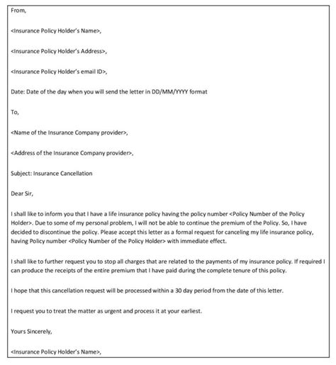 insurance cancellation letter template format samples  examples