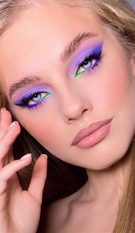 gorgeous makeup trends   wearing   bright lavender swoosh