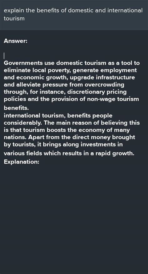 explain the benefits of domestic and international tourism