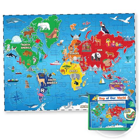 buy world map puzzle  kids  piece world puzzles  continents childrens jigsaw