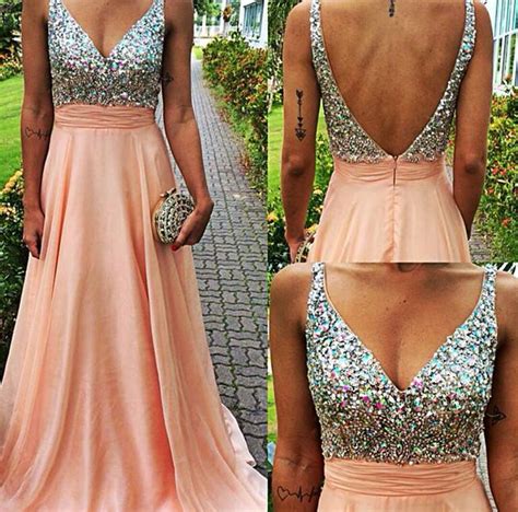 Sex V Neck Prom Dress Beading Dress Floor Length Dress Sleevless Dress