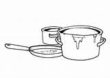 Coloring Pots Pans Pages sketch template