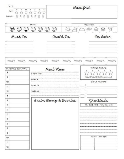 adhd daily planner printable adhd schedule template printable templates