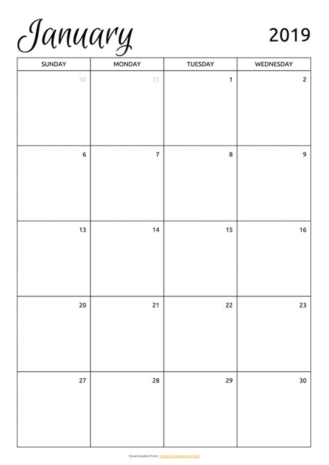 printable monthly calendar template printable templates