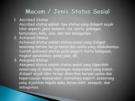 Ppt Status Sosial And Kelas Sosial Stratifikasi Diferensiasi Dalam