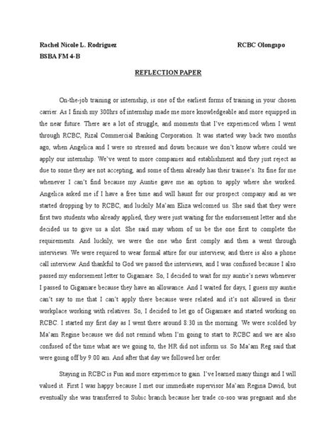 reflection paper  business