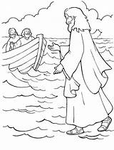 Jesus Coloring Water Walks Pages Children sketch template