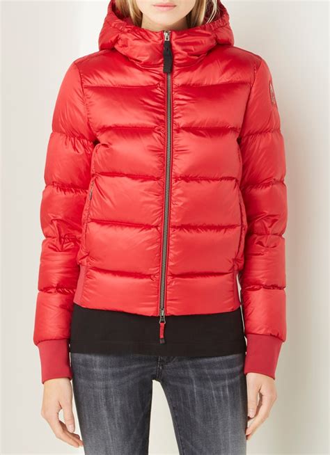 parajumpers mariah puffer jas met donsvulling en capuchon rood de bijenkorf