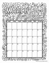 Calendar Coloring March Pages Printable Kids 2021 Color Calender Flowers Printables Print Blank Monthly Woojr Adults Choose Board sketch template