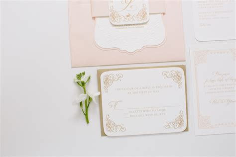 unique shape wedding invitation  gold  blush dodeline