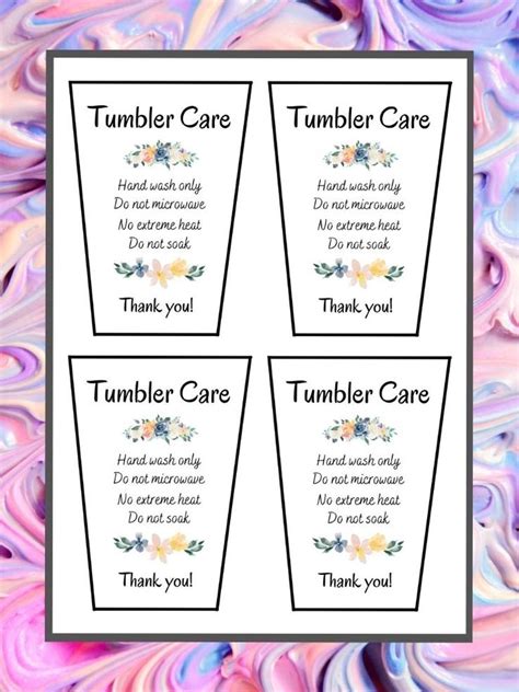 tumbler cards   words tumbler care    written