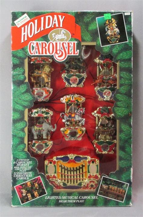vintage  christmas animated holiday carousel musical decoration mib   christmas