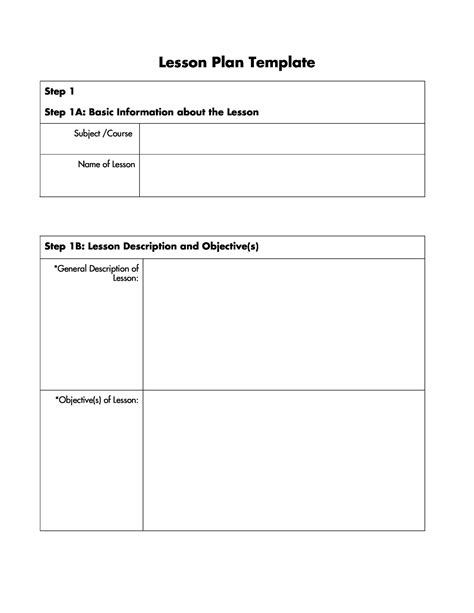 elementary printable lesson plan template printable templates