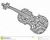 Violino Violon Dessin Adults Viool Instrument Imprimer Illustration Zentangle Colorier sketch template