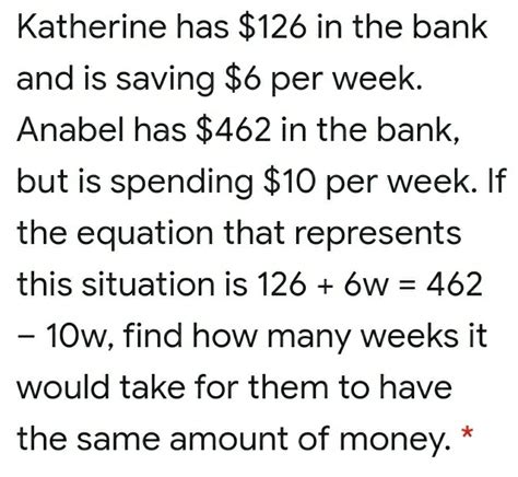 Katherine Has 126 In The Bank And Is Saving 6 Gauthmath