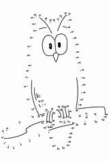Dot Drawing Coloring Pages Printable Easy Kids Printables Owl Dots Connect sketch template