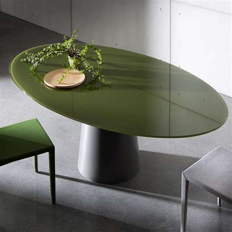 table ovale design en verre totem sovet  pieds tables chaises  tabourets