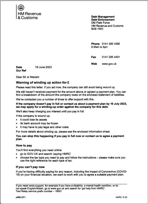 dealing   hmrc warning  winding  action letter hmrc tax
