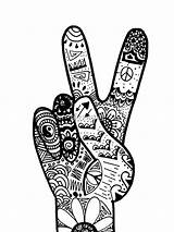 Peace Sign Zentangle Hand Redbubble Getdrawings Drawing sketch template