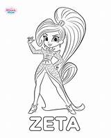 Shimmer Shine Coloring Pages Zeta Kids sketch template